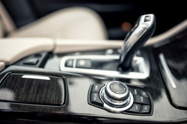 A car console with the gear shift