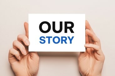 A sign that says "our story"