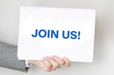 A sign that says "join us!"
