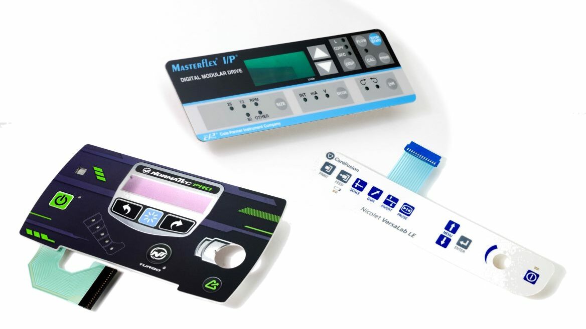 3 different samples of membrane switches - membrane switch manufacturer