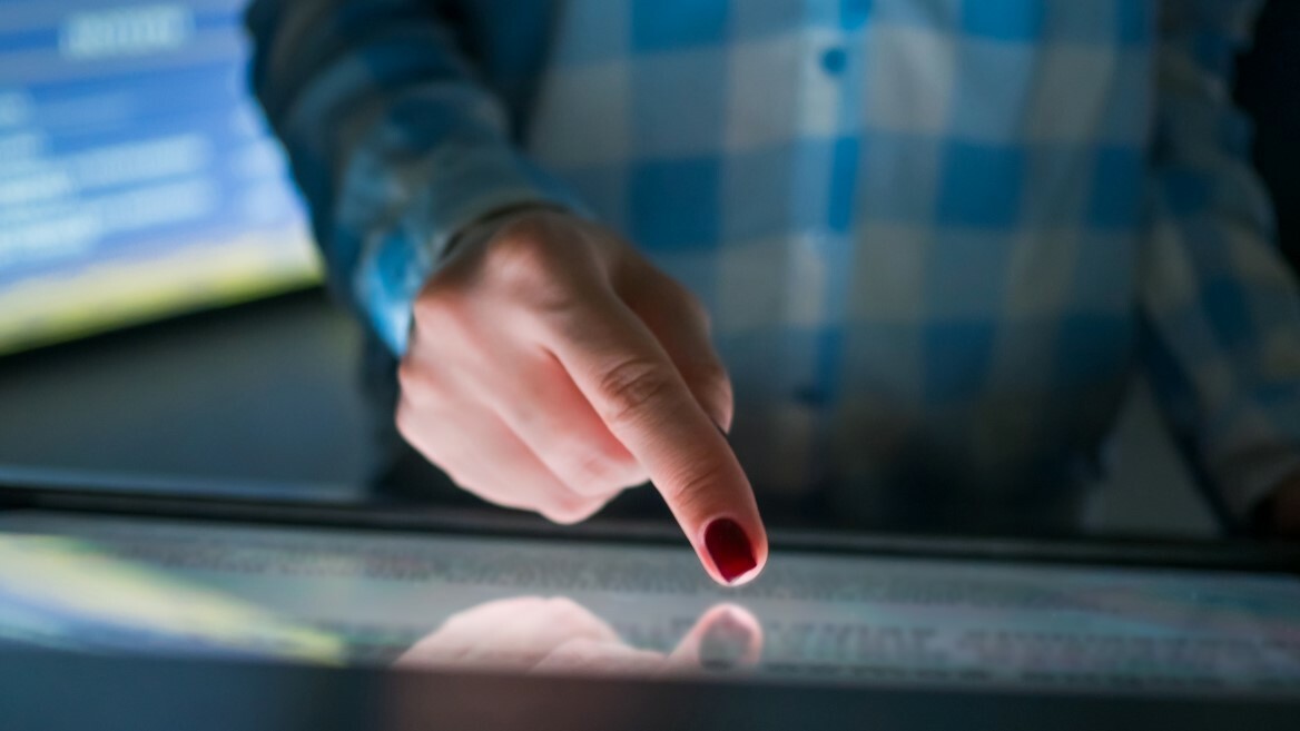 interactive SAW touch screen at a kiosk