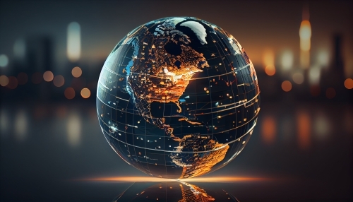 access to global sourcing showing globe focusing on North America illustration