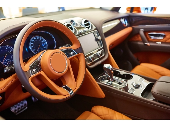 brown interior of luxury automobile