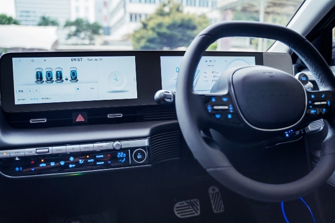 Interior electric car dashboard showcasing application of plastics