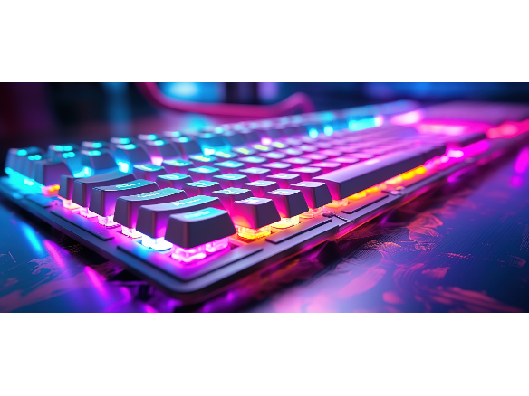 backlit computer keyboard with neon like colors
