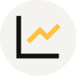 icon with an increasing line on a chart representing performance management