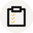 icon with a clipboard and check marks representing seleciton criteria
